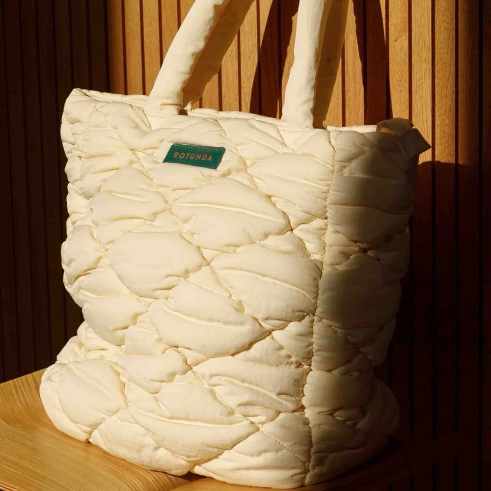 Cream Quilted Tote Bag